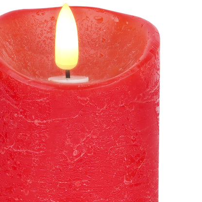 Flameless Candles, Battery Operated Led Lights Candle 3 Pack, Christmas Decorations Home Decor, Flickering Light White Pillar Candles with Real Wax Remote Control Timer. 3x3, 3x4, 3x5 inches, Red