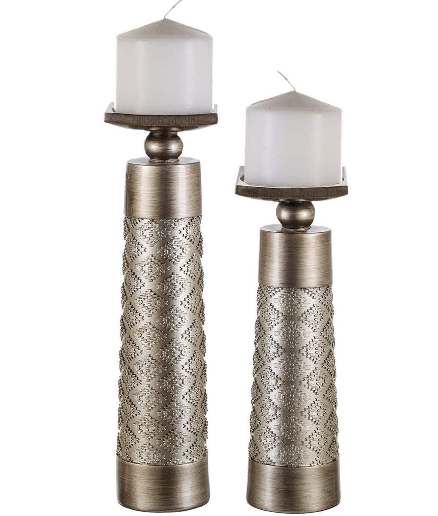 Creative Scents Dublin Silver Home Decor Tray with Orbs Set and Matching Set of 2 Candle Holders with Set of 6 Napkin Rings - Coffee Table Mantle Decor Centerpiece Table Decorations for Living Room