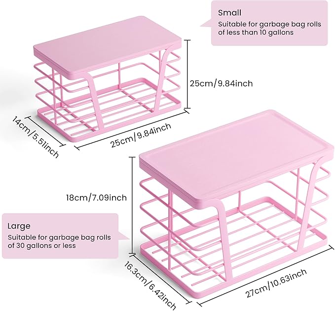 2 Pack Pink Trash Bag Holder