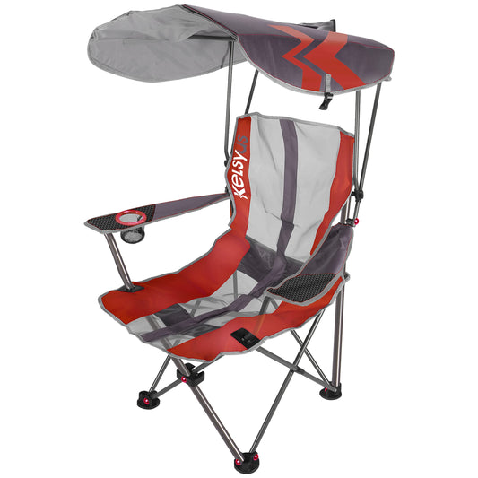 SwimWays Kelsyus Original Foldable Canopy Chair for Camping, Tailgates, and Outdoor Events, Grey/Red