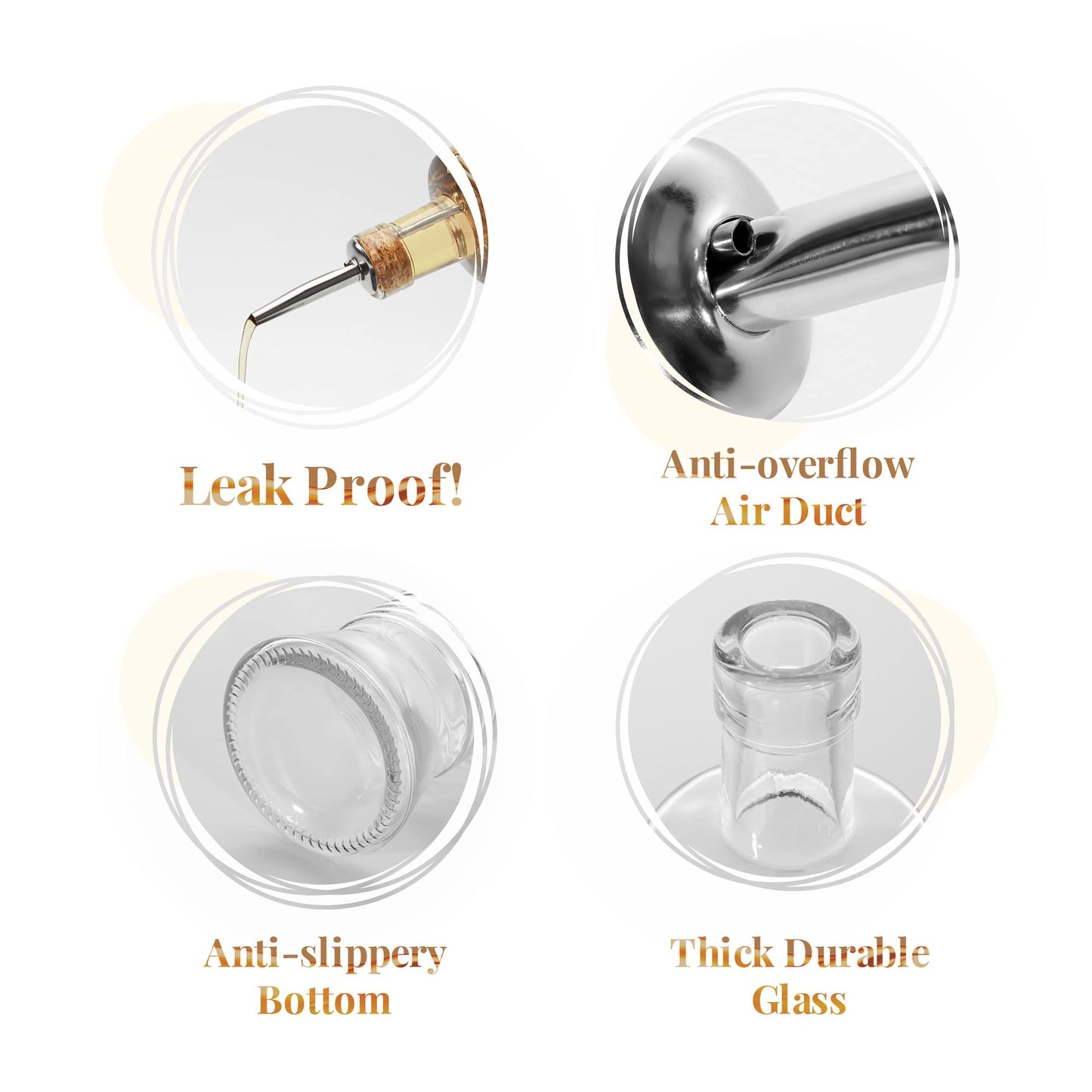 MosJos Original Mason Oil and Vinegar Dispenser Set - 17 oz Glass Olive Oil & Vinegar Cruet Set - Non-Drip, BPA-Free, Dishwasher Friendly Bottles with Stainless Steel Spouts