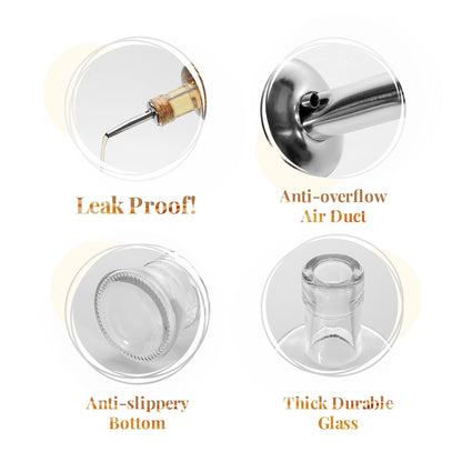 MosJos Original Mason Oil and Vinegar Dispenser Set - 17 oz Glass Olive Oil & Vinegar Cruet Set - Non-Drip, BPA-Free, Dishwasher Friendly Bottles with Stainless Steel Spouts