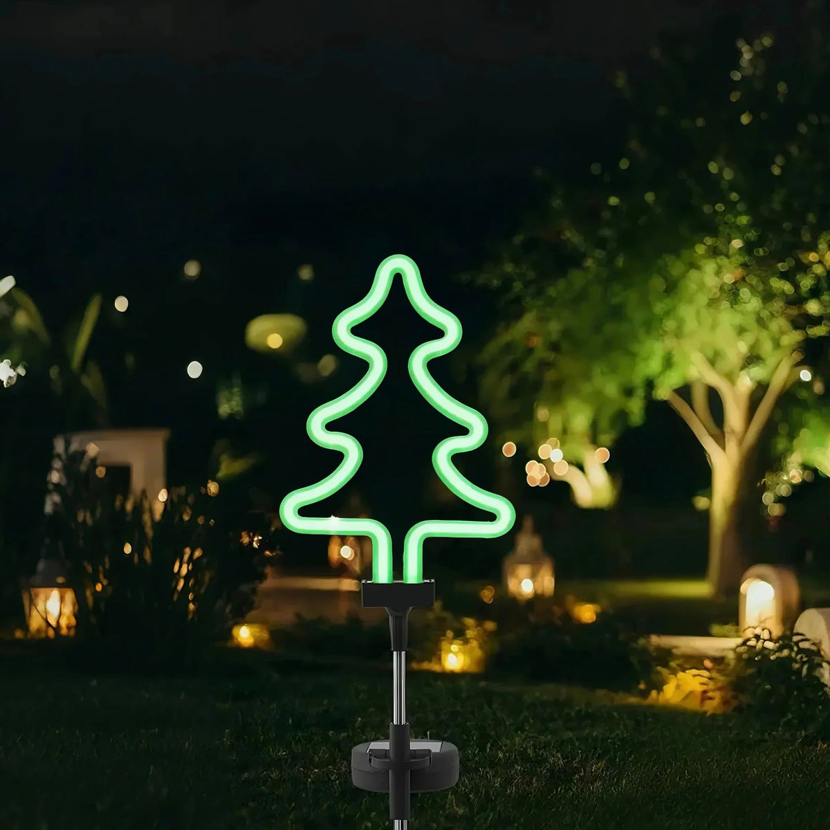 Solar Garden Stake Lights, Waterproof Landscape Light, Solar Landscape Path Lights, Neon Lights, Outdoor Decor for Garden, Yard, Lawn, Pathway, Patio, Backyard (Christmas Tree)