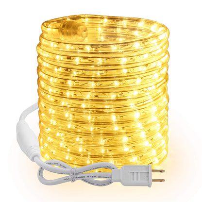 Brizled Warm White Rope Lights, 18ft 216 LED Rope Lights Waterproof, 120V Plugin White Christmas Light Connectable with Clear PVC Tube, Indoor/Outdoor Decorative Tube Light for Backyards, Garden Patio
