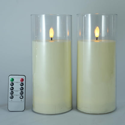 Niceme 9” x 4” Large Waterproof Outdoor Flameless Candles with Remote Control Timer, Flickering LED Pillar Candles Battery Operated for Indoor Outdoor Lanterns Patio Porch Decor, Long Lasting Set of 2