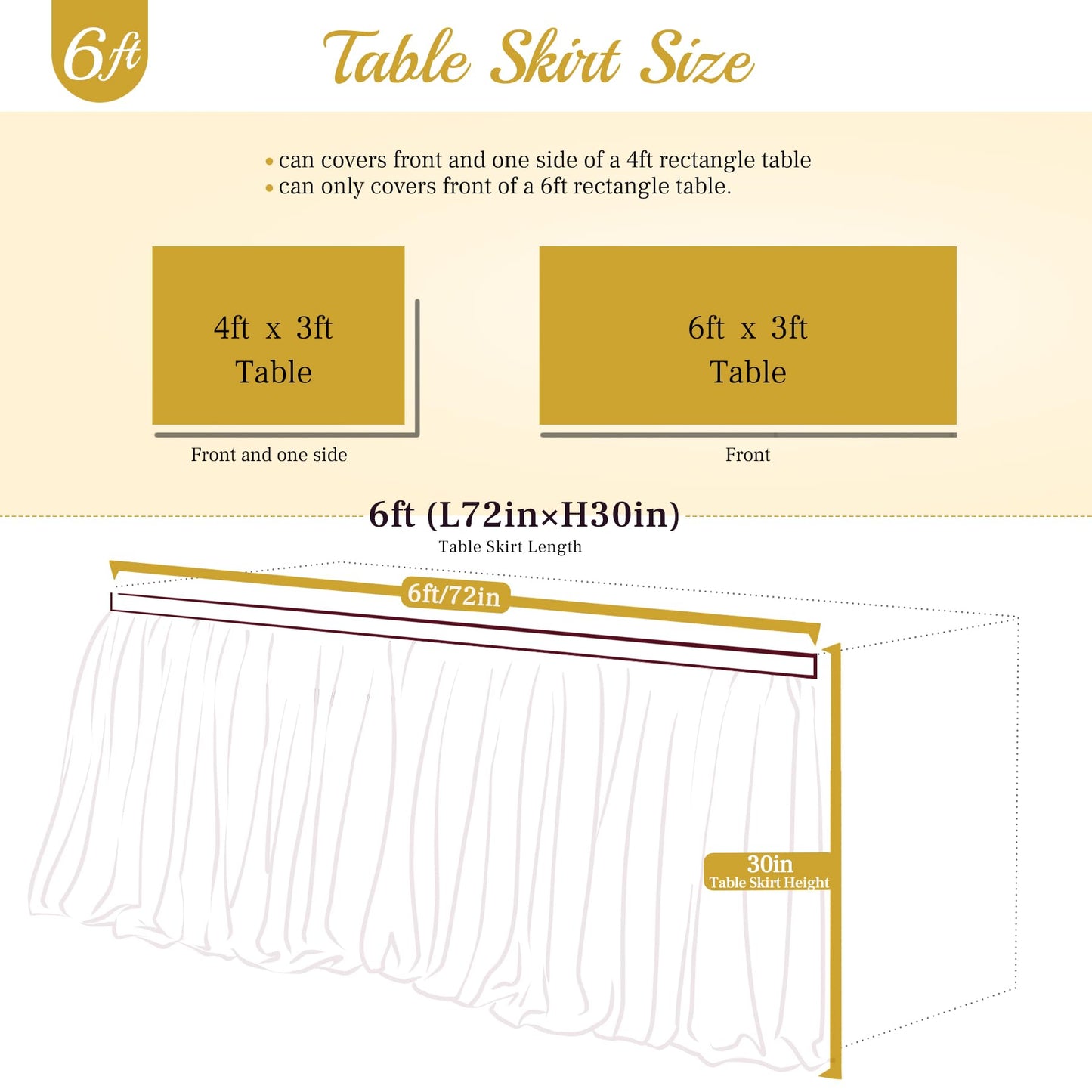Tulle Table Skirt Tableware Table Cloth for Rectangle Tables or Round Tables Tutu Table Skirting for Party,Wedding,Birthday Party&Home Decoration (L6(ft) H 30in, Purple)