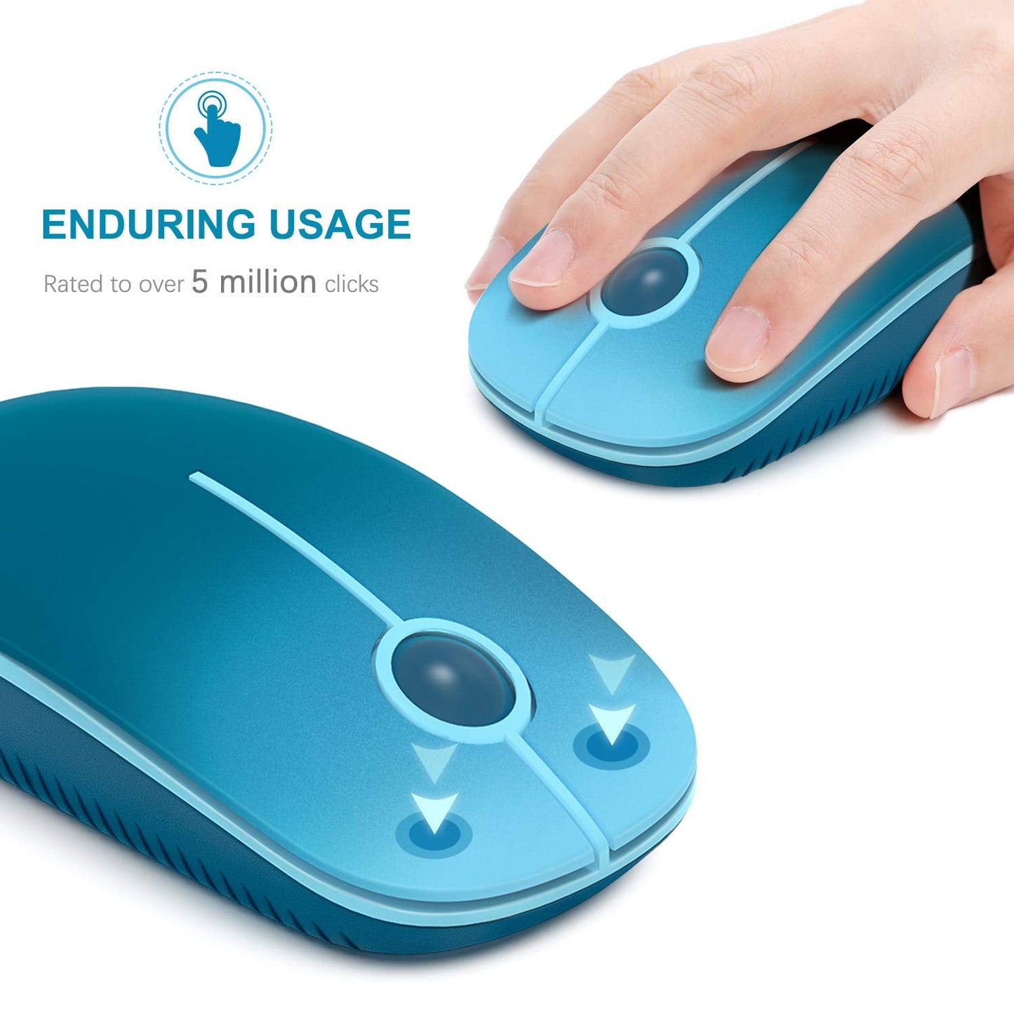VssoPlor Wireless Mouse, 2.4G Slim Portable Computer Laptop Mouse with Nano Receiver Quiet Silent Optical Mice for Notebook, PC, Laptop, Computer-Black and Gold