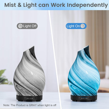 120ML Essential Oil Diffuser, 3D Glass Aromatherapy Diffuser with Auto Shut-Off and 7 Color LED Lights, Ultrasonic Mist Humidifier with 4 Timer for Home Office Bedroom (3D Fireworks)
