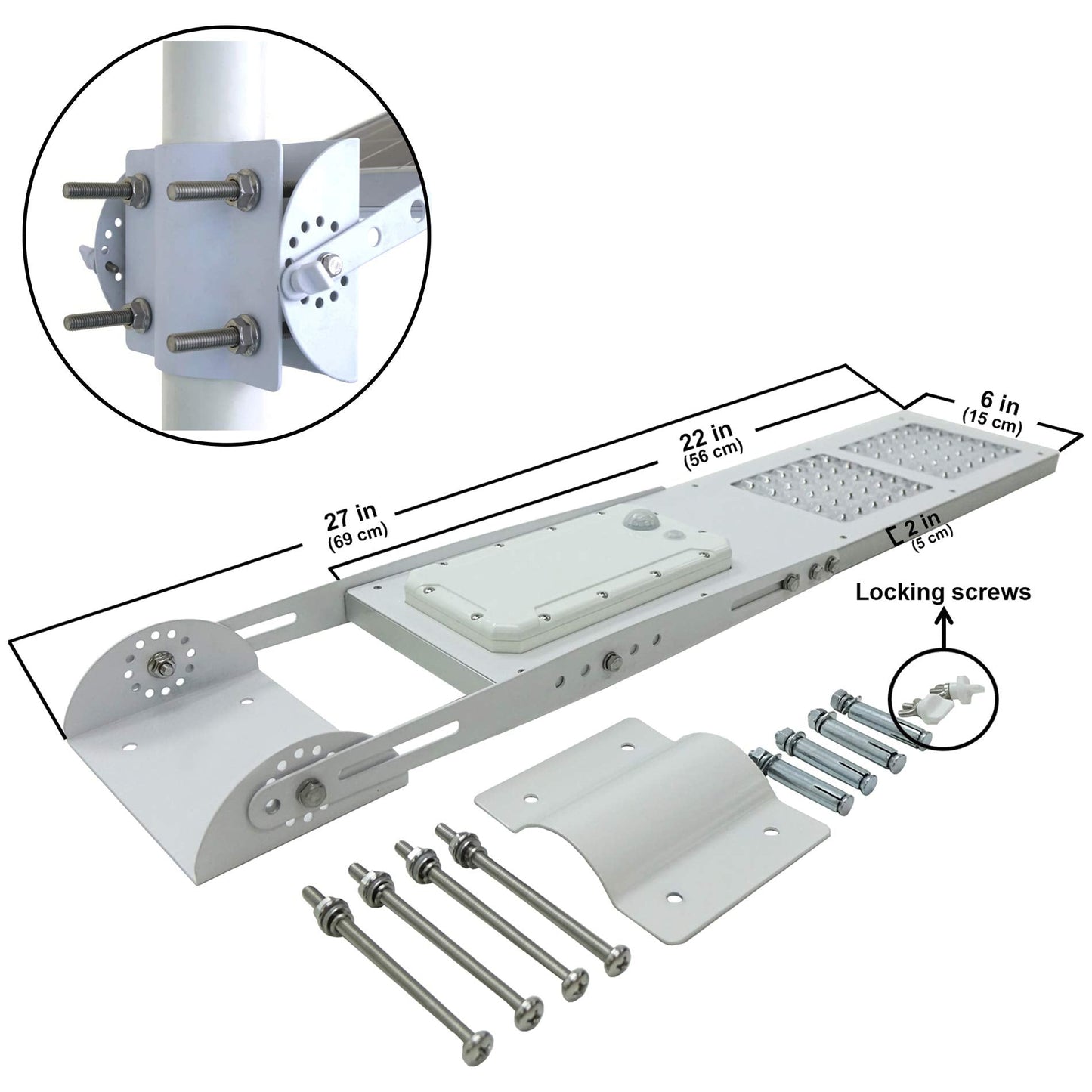 BETA 3000X Solar Street Light, Motion Sensor Outdoor Dusk to Dawn, Barn Parking Lot Driveway, Fit Max Pole Diameter 3" Cool White