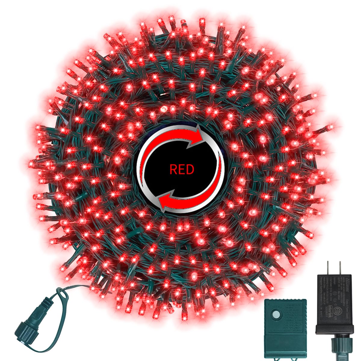 LAMPHOME 500 LED Red String Lights, 46ft 11 Modes Plug in Twinkle Fairy Lights, Waterproof Connectable Cluster Christmas Lights for Christmas Tree, Valentine's Day, Bedroom & Party Decor