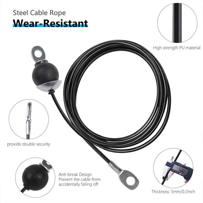 LFJ Replacement Gym Cable Fitness Pulley Cable Steel Wire Rope for Cable Machine Home Gym Weight Lift Pulley System (Fixed Length with Stopper, 138")