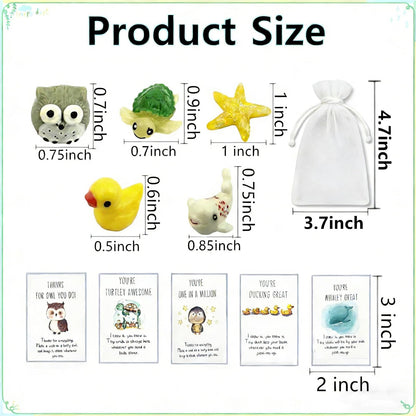 EYRBVX 25 Sets Employee Appreciation Gifts Bulk Animal Pun Note Cards Team Staff Thank You Gift For Coworkers, Gratitude and Inspiration Resin Animals With Thank You Cards, Daily Cards For Office Teacher Graduation Volunteer Nurse