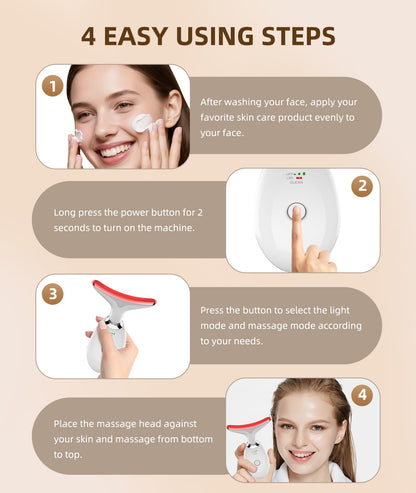 Red-Light-Therapy-for-Face and Neck, 7 Color Light Based Facial Massager, Portable Skin Care Tool (Black)