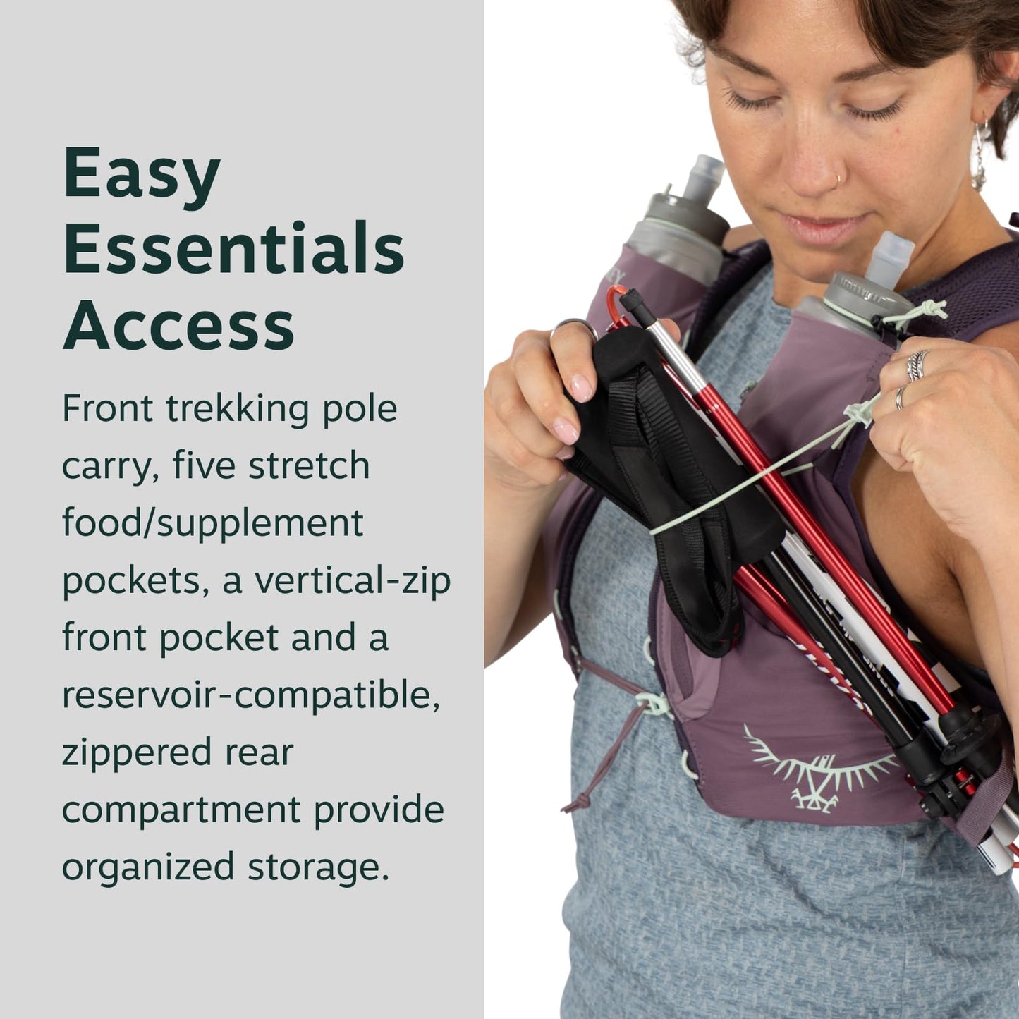 Osprey Dyna 1.5L Women's Running Hydration Vest with Hydraulics Soft Flasks - Adjustable Water Pack with Pockets, Dawn Blue, Large