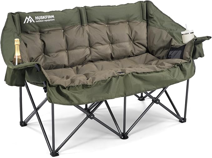 Double Camping Chairs Padded Loveseat Chair