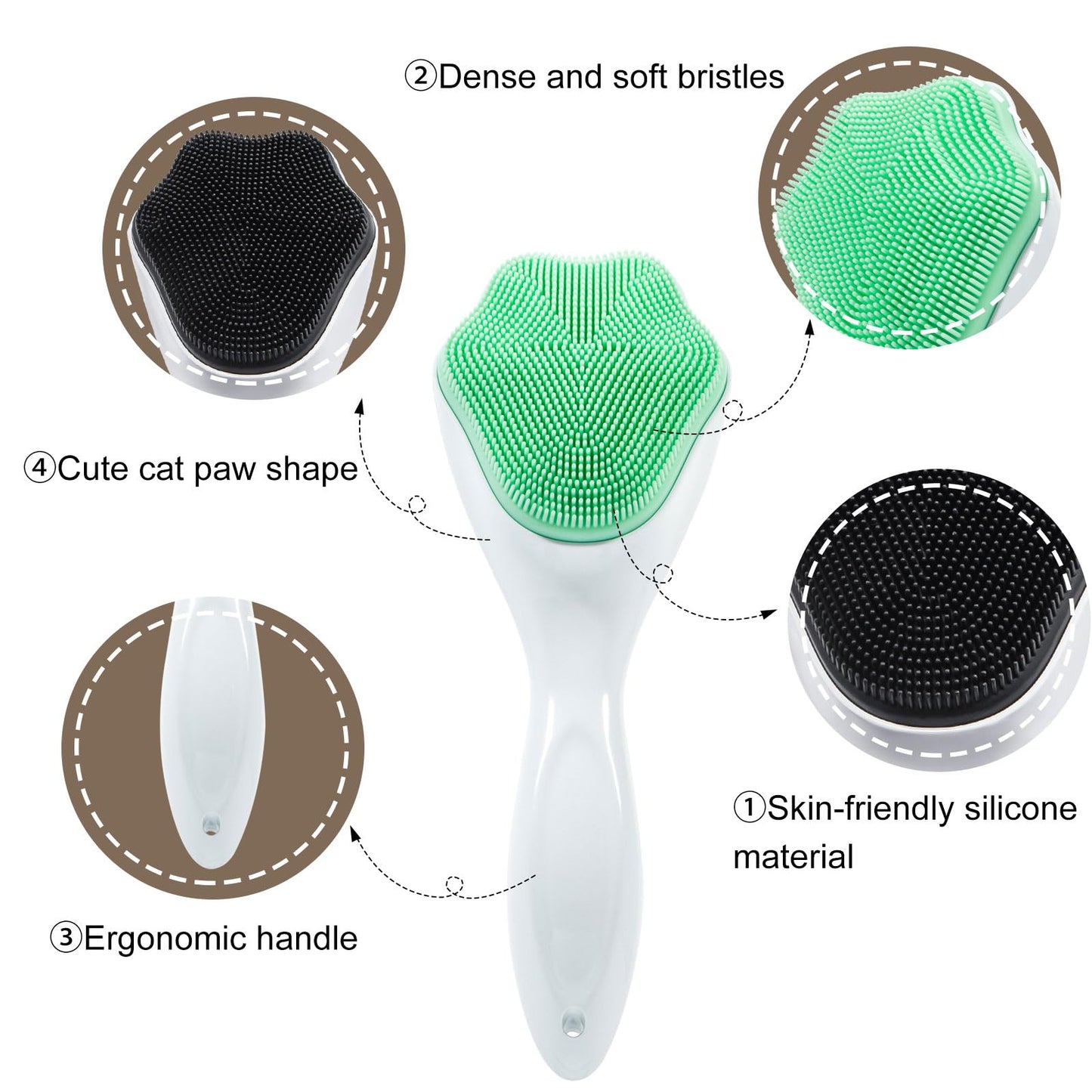 2 Pack Silicone Face Scrubber Exfoliating Brush, Manual Handheld Facial Cleansing Brush Blackhead Scrubber, Soft Bristles Waterproof for Face Skincare (Round-Pink)