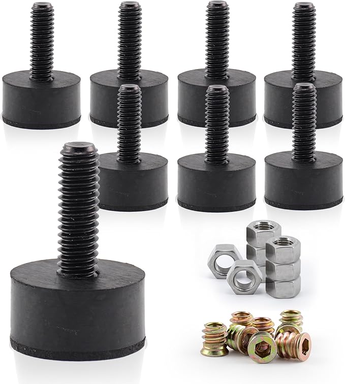 5/16 Rubber Adjustable Furniture Leveler，8 Pack Leveling Feet Screws in Threaded