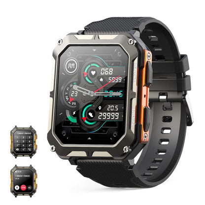 Smart watch military for men with call dials that can make calls and answer calls compatible for iOS Android, Fitness Activity tracker with IP68 Waterproof Ai voice, with 123 Sports Modes