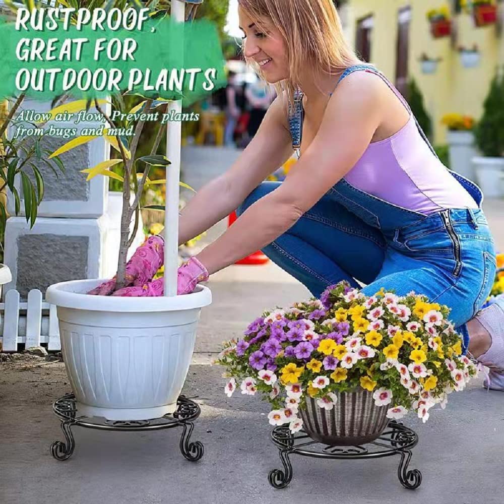Kylinbigda Metal Plant Stand Indoor/Outdoor, Low Corner Plant Stand, Decoration Small Plant Holders for Home, Anti-Rust Iron Heavy Duty Plant Holders, Flower Pot Rack Display Shelf, Black (3 Pack)
