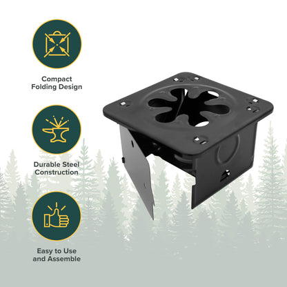 Coghlan's Portable Folding Camp Stove – Compact, Lightweight Steel Cooking Stove for Camping, Backpacking, Hiking, or Emergency Use – Uses Canned Heat or Fuel Tablets, Black