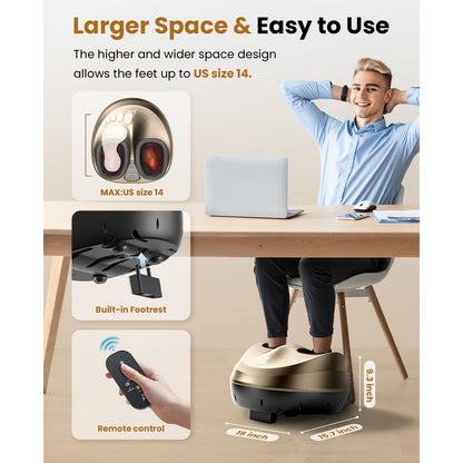 BOB AND BRAD Foot Massager Machine with Heat and Remote, Fits up to Men Size 14, Electric Shiatsu Deep Kneading Foot Massager, Relieve for Plantar Fasciitis and Neuropathy Pain