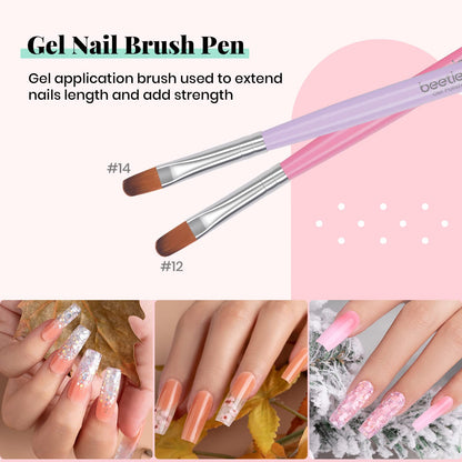 Beetles Nail Art Brushes 8pcs – Crystal Nail Art Tools 5pcs Double-headed Nails Dotting Tool, 3pcs Striping Liner Brushes for Nails with Pearls Bowknot Stickers, DIY Home Salon Manicure Design Tools