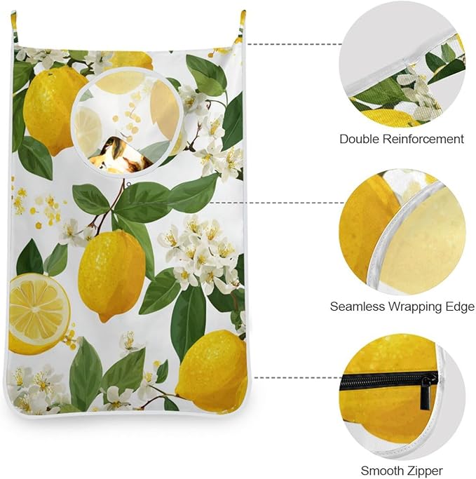 Lemon Branch Flower Hanging Laundry Hamper Door Hampers Bag Basket