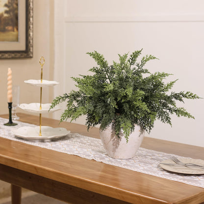 Juxdp Soft Textured Christmas Cedar Branches-18 Inches, Artificial Cedar Branch Faux Greenery Plants Stem Fake Pine Picks for Vase DIY Crafts Garland Wreath Xmas Indoor Outdoor Decor (12 Pcs)