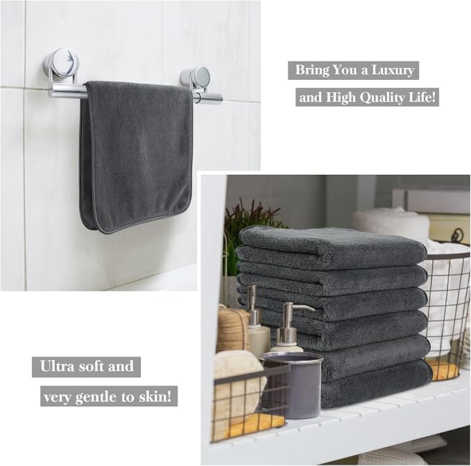 KinHwa Microfiber Hand Towels for Bathroom Soft and Absorbent Face Towels Grey