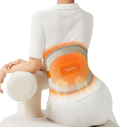 Cordless Heating Pad for Back Pain Relief: MAXwarm 3.0[2025 Upgraded], IKEEPFIT Electric Heat Pad with Massager for Period Cramps, Extra Large 65", 8000mAh Battery, Gift for Women Men (Beige)