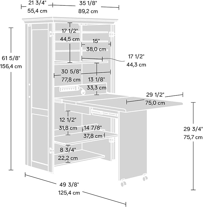 Sauder Miscellaneous Storage Craft & Sewing Armoire, L: 35.112" x W: 21.81" x