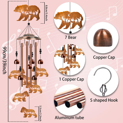 Bear Gifts Wind Chimes for Outside - Luvsweets Bear Gifts for Women Men, Sympathy Memorial Metal Wind Chimes for Outdoors Garden Yard Decor, Birthday Housewarming Christmas Mother‘s Day Presents