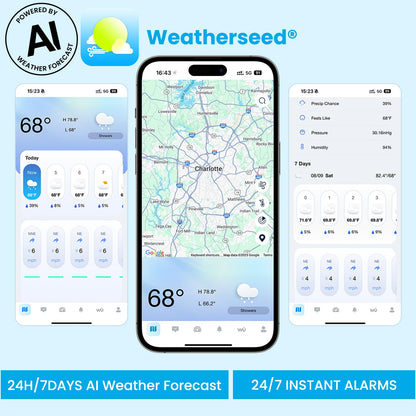 Sainlogic Smart WiFi Weather Station with Rain Gauge and Wind Speed, 24/7 AI Weather Forecast by Weatherseed®, Wireless Indoor Outdoor, APP Alerts, 2-Year Data Export (2.4GHz WiFi Only)