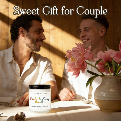 WISEgham Lavender Scented Candle - Gay Gifts for Home Gay Pride Soy Candle - Glass Jar Candle for Relaxation, LGBTQ Pride Gift for Him, 40-Hours Long Lasting Soy Wax Home Decor, 7oz