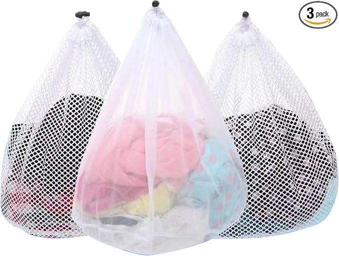 3Pcs Mesh Laundry Bags Washing Machine Mesh Wash Bags Jumbo