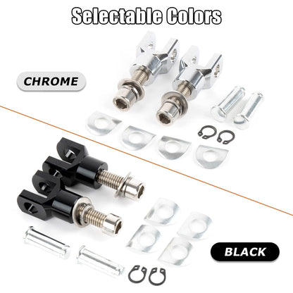 PSLER Rear Passenger Foot Pegs Support Mount Motorcycle Footrest Clevis Kits for Softail FXST Low Rider Sport Glide Dyna FXR FX, Chrome