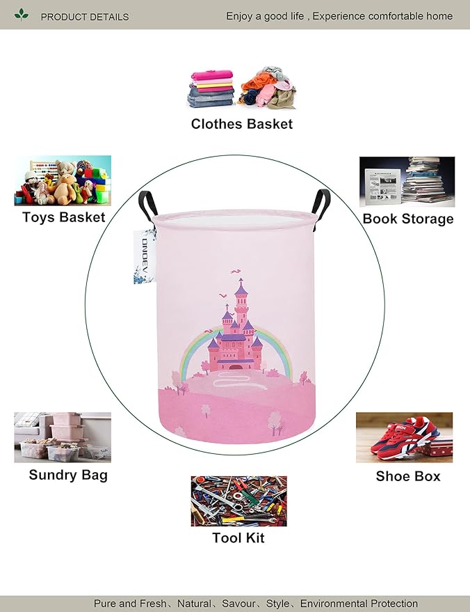 Laundry Hamper, Round Waterproof Storage Basket