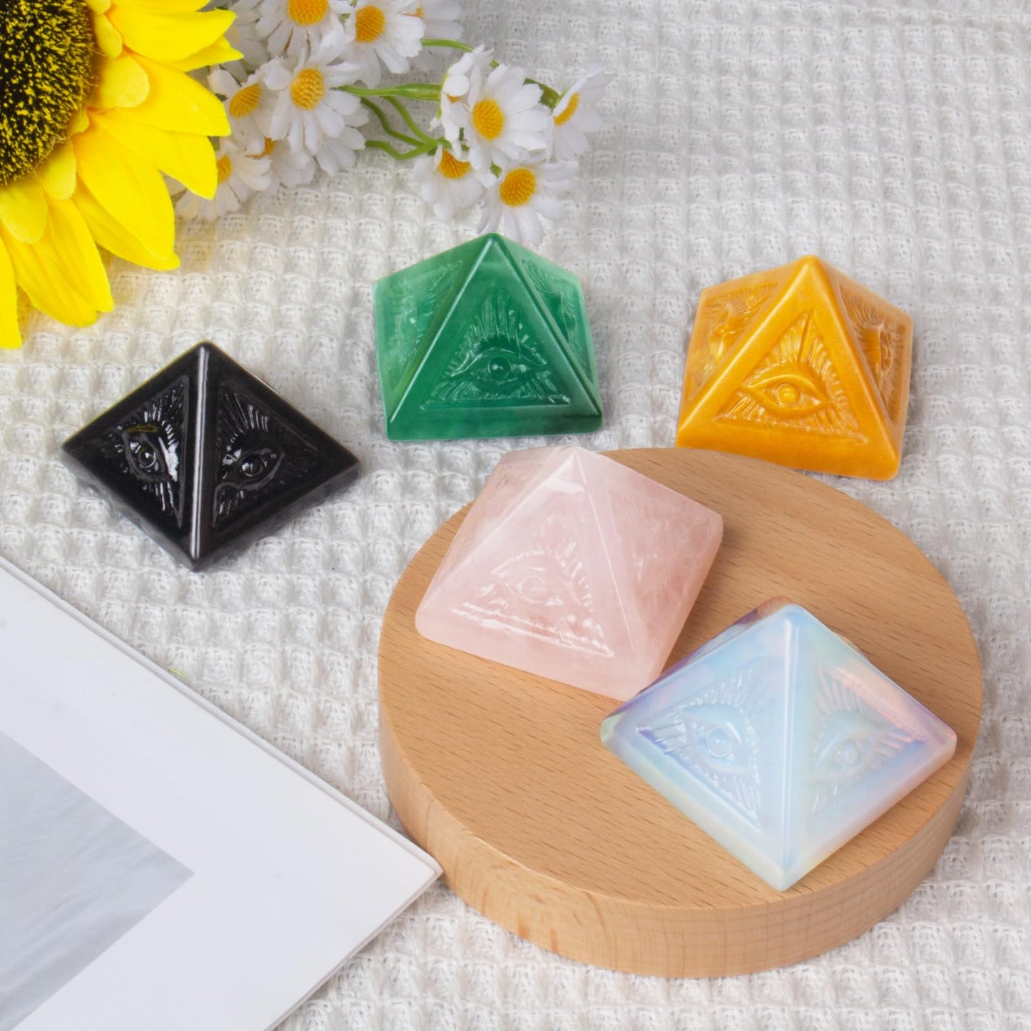 Hguxmcu Rose Quartz Pyramid, Natural Stone, Great Gift for Home, Office & Spiritual use. Ideal for Meditation, Reiki, Chakra Balancing & Energy Enhancement.