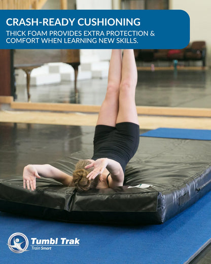 Tumbl Trak Folding Practice Mat 5ft x 10ft x 8in Royal Blue | Thick Gymnastics Crash Pad | Cushioned Landing Surface for Cheerleading, Martial Arts, Judo, Acro, Tumbling, Dance