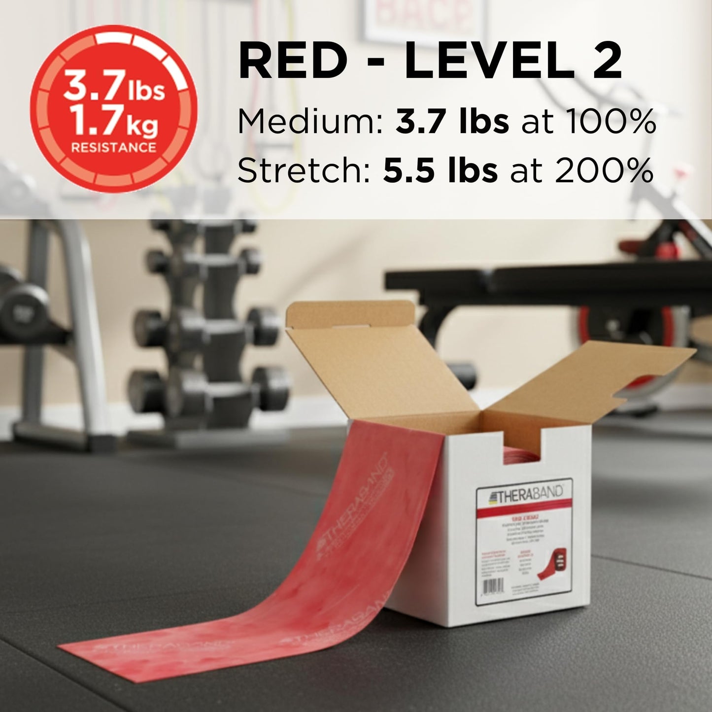 THERABAND Resistance Band Red, Medium, 25-Yd Roll, Latex-Free Elastic Exercise Band for Physical Therapy, Yoga, Pilates, Stretching, Home Workouts, Cut-to-Length, Color-Coded Resistance Levels
