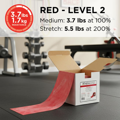 THERABAND Resistance Band Red, Medium, 25-Yd Roll, Latex-Free Elastic Exercise Band for Physical Therapy, Yoga, Pilates, Stretching, Home Workouts, Cut-to-Length, Color-Coded Resistance Levels