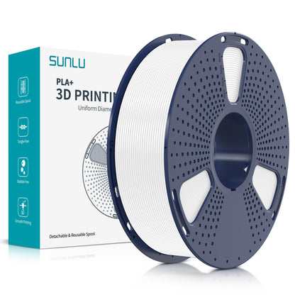 SUNLU PLA Plus 3D Printer Filament, PLA+ Filament 1.75mm, Improved Strength, Compatible with FDM 3D Printer, Dimensional Accuracy +/- 0.03mm, 1kg Spool (2.2LBS), White