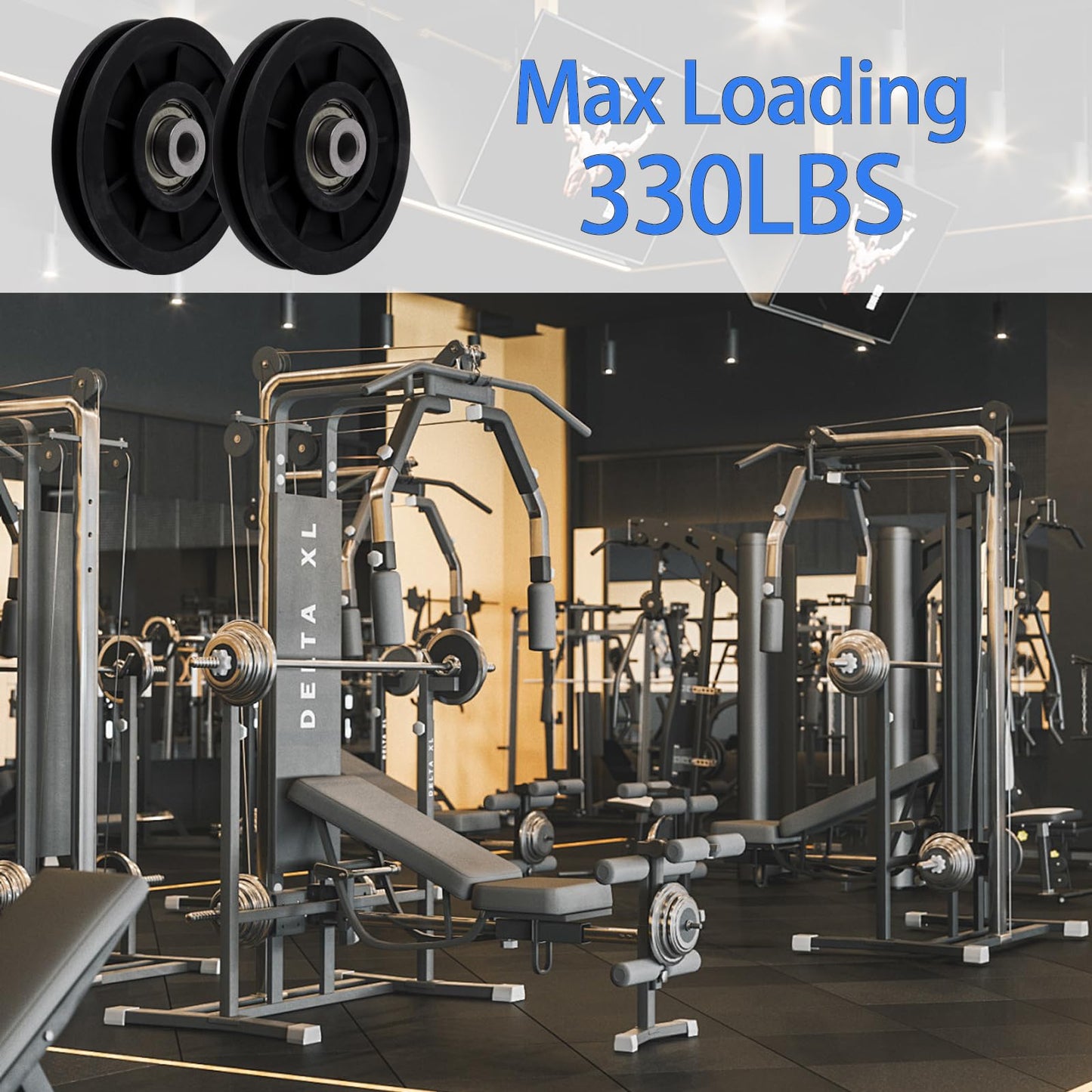 ZHMEINA 90mm/3.5" Universal Nylon Bearing Gym Pulley Wheel, Weight Pulley System Replacement for Home Gym Equipment Part, Cable Machine, Garage Door Pulleys System, 2PCS