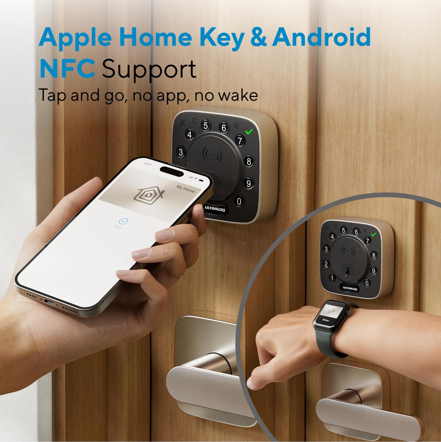 ULTRALOQ Bolt NFC WiFi Smart Lock, Keyless Entry Deadbolt with iPhone/Android Tap, App Remote Control, Keypad, Works with Apple Home, Siri, Alexa, BHMA Certified, Easy Install, 10 Mo. Battery