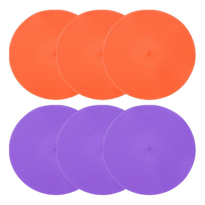 PATIKIL Spot Markers 9 Inch, 6 Pcs Non-Slip Floor Dots Agility Markers Flat Field Cones Poly Dots for Gym PE Speed Training Dance Soccer Basketball Sports, Orange/Purple