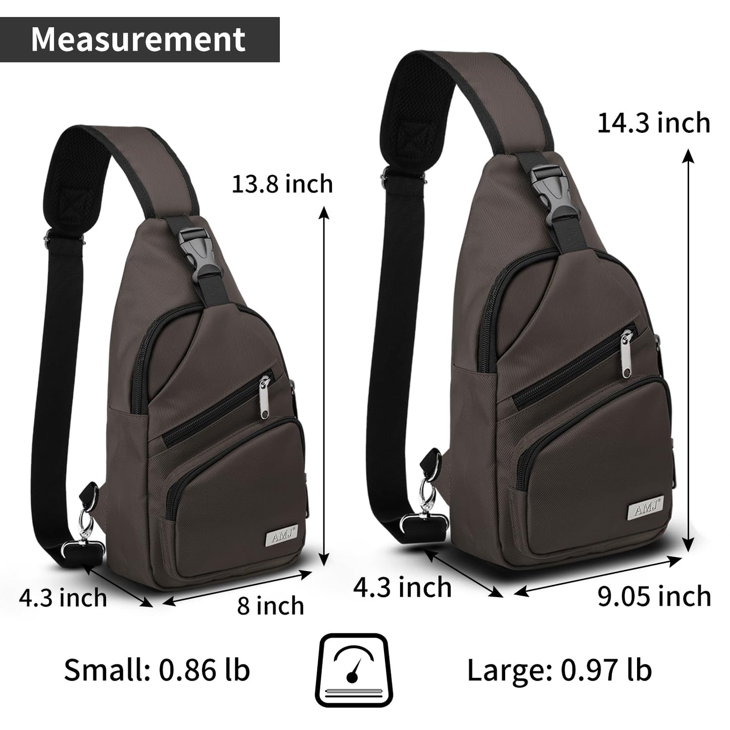 AMJ Crossbody Sling Bag Men Women, Casual Shoulder Backpack, Chest Daypack Satchel for Hiking Travel