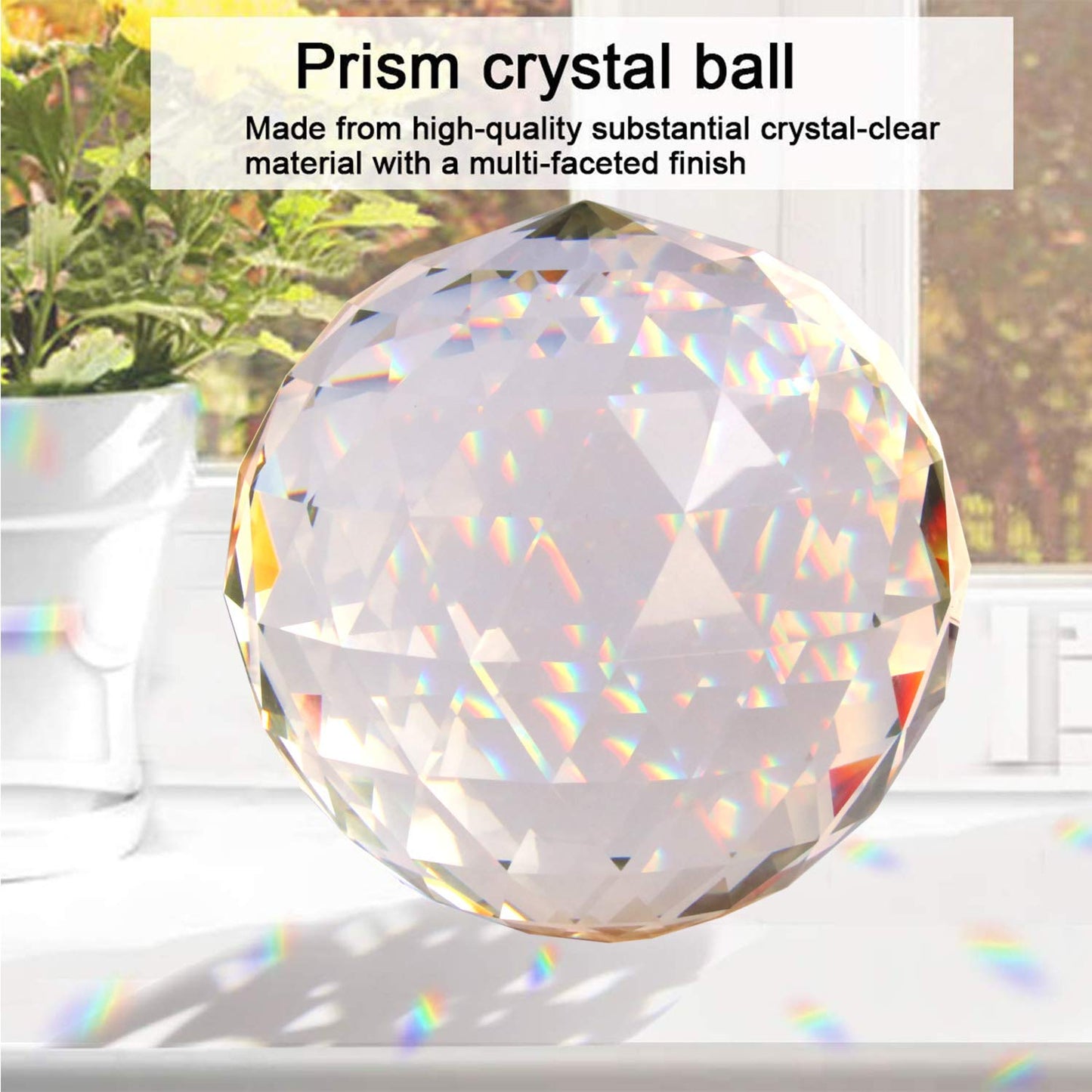Tirifer Clear Glass Crystal Ball Prisms with Stand, Window Rainbow Maker Sphere Faceted Gazing Ball for Home Décor, Christmas, Wedding, Suncatcher (120mm/4.72in)