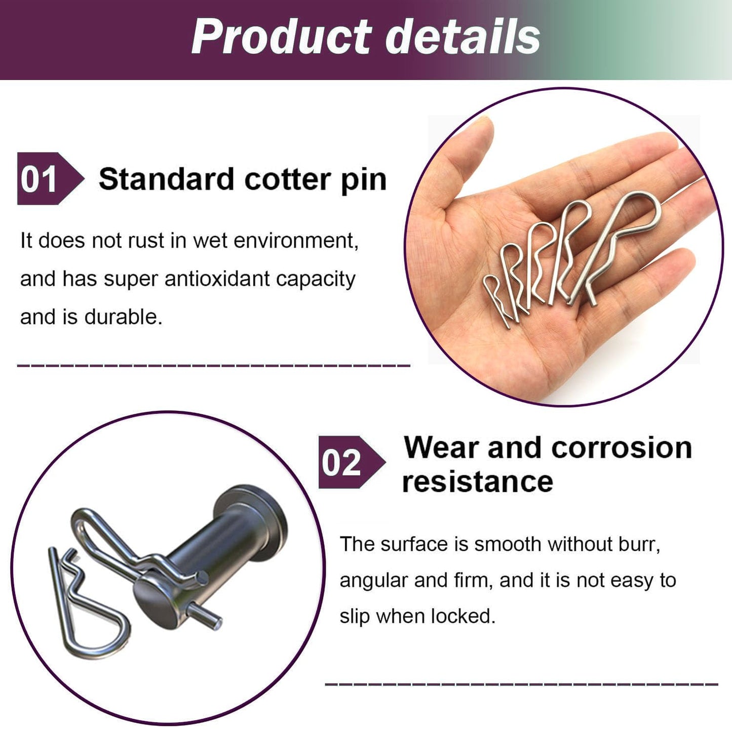 Alloygold 80 Pcs 6 Sizes Stainless Steel Hitch Pin Clip Kit for Hitch Pin Lock System, Trucks, Engine Repair