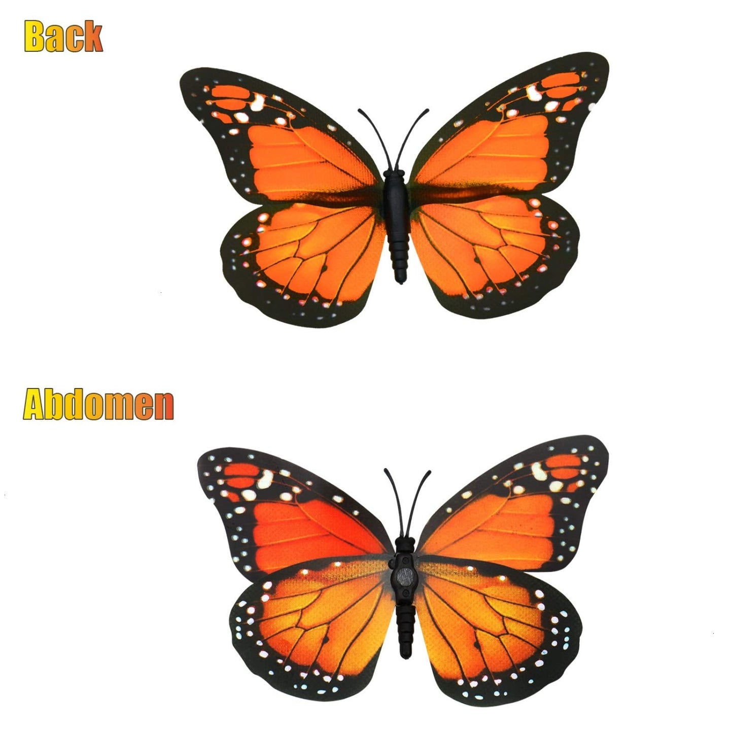 AQUEENLY Monarch Butterfly Decorations, 4.72'' Orange Premium Artificial Monarch Butterfly to Decorate for Craft, Home, Wall, Wedding, Party (12 Pcs)