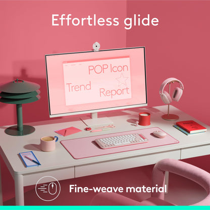 Logitech Desk Mat - Studio Series, Multifunctional Large Desk Pad, Extended Mouse Mat, Office Desk Protector with Anti-slip Base, Spill-resistant Durable Design - Pink